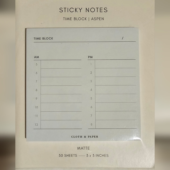 Cloth and Paper - Time Block Sticky Notes in Aspin NEW 10 - Picture 2 of 16
